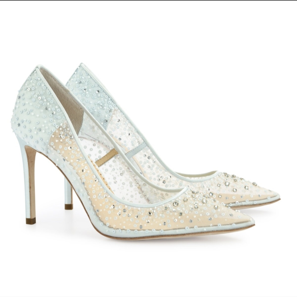NIB Bella Belle Elsa sequin bridal shoes in RARE blue - 6.5